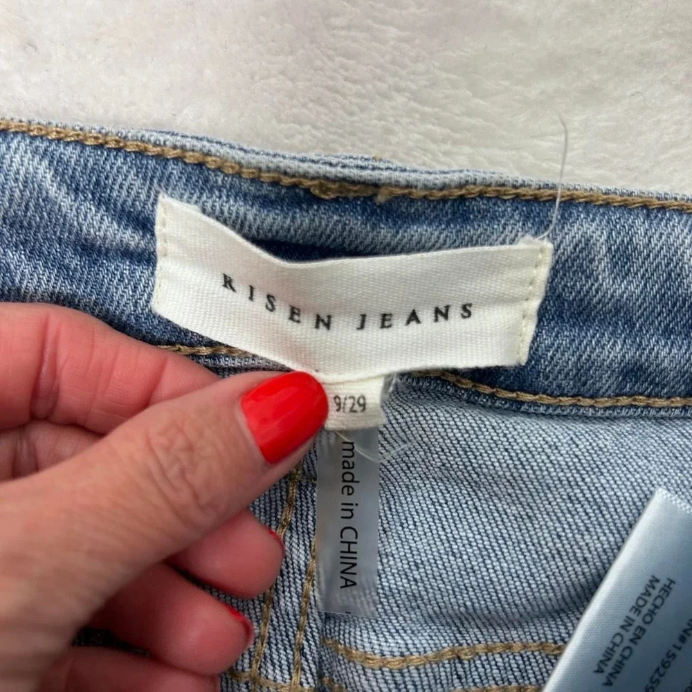 Risen Jeans blue wide leg jeans cropped Size 29